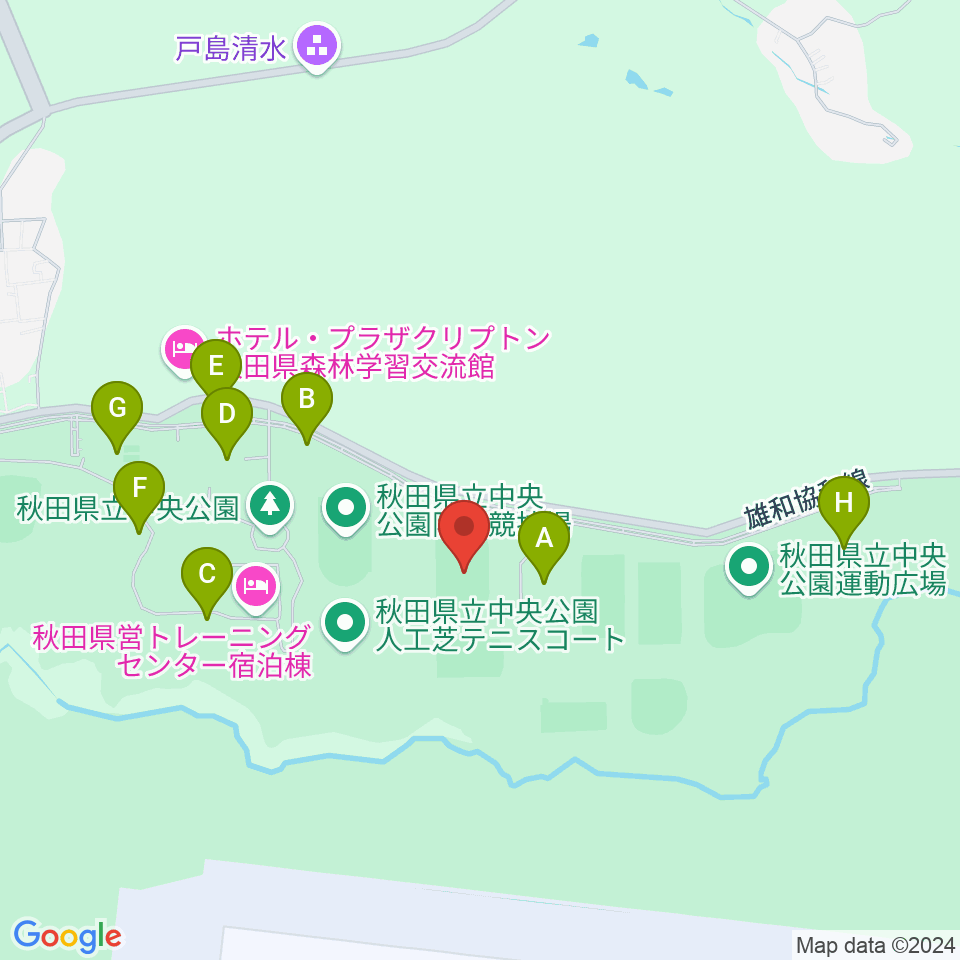 秋田県立中央公園補助陸上競技場周辺の駐車場・コインパーキング一覧地図