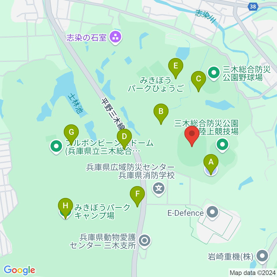 三木総合防災公園陸上競技場周辺の駐車場・コインパーキング一覧地図