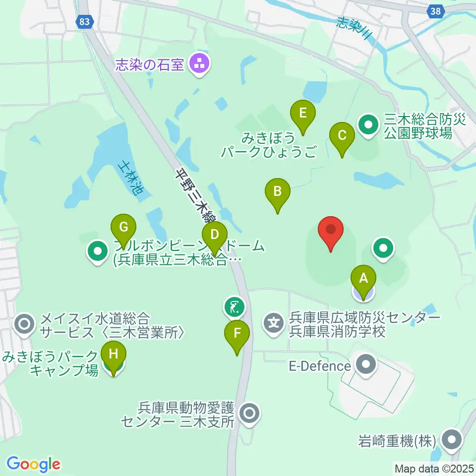 三木総合防災公園陸上競技場周辺の駐車場・コインパーキング一覧地図