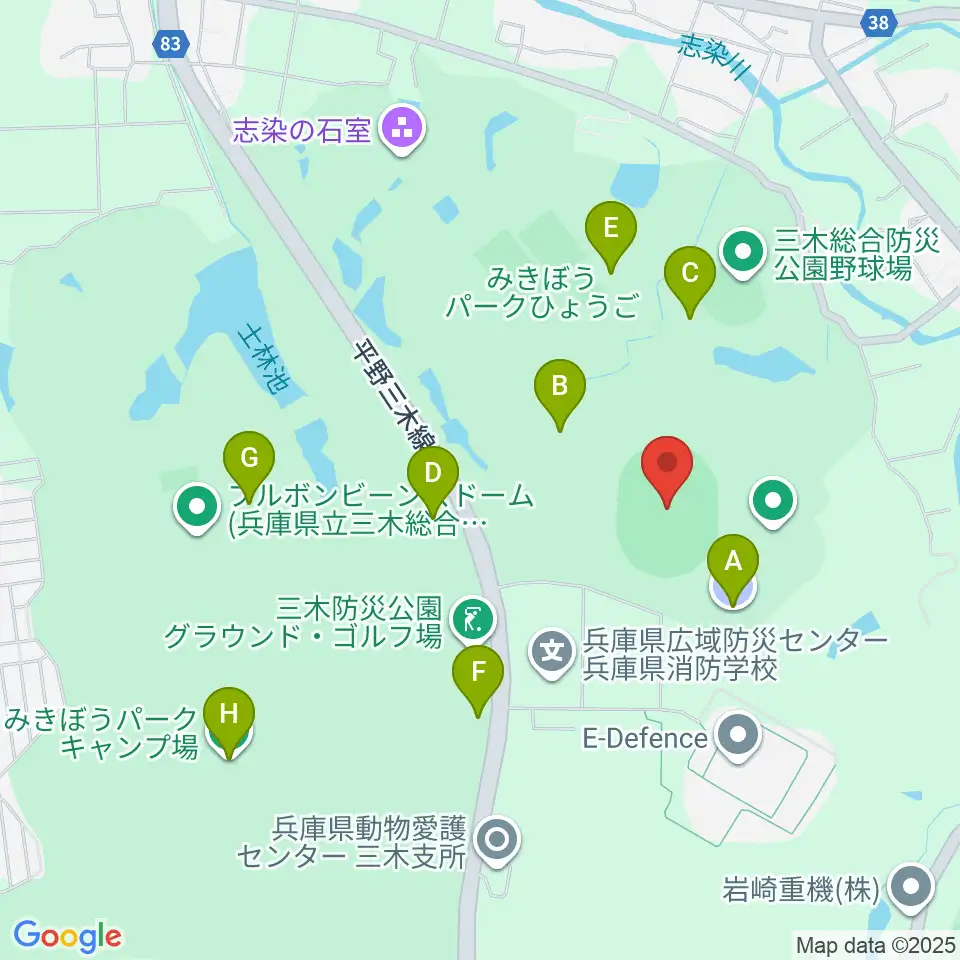 三木総合防災公園陸上競技場周辺の駐車場・コインパーキング一覧地図