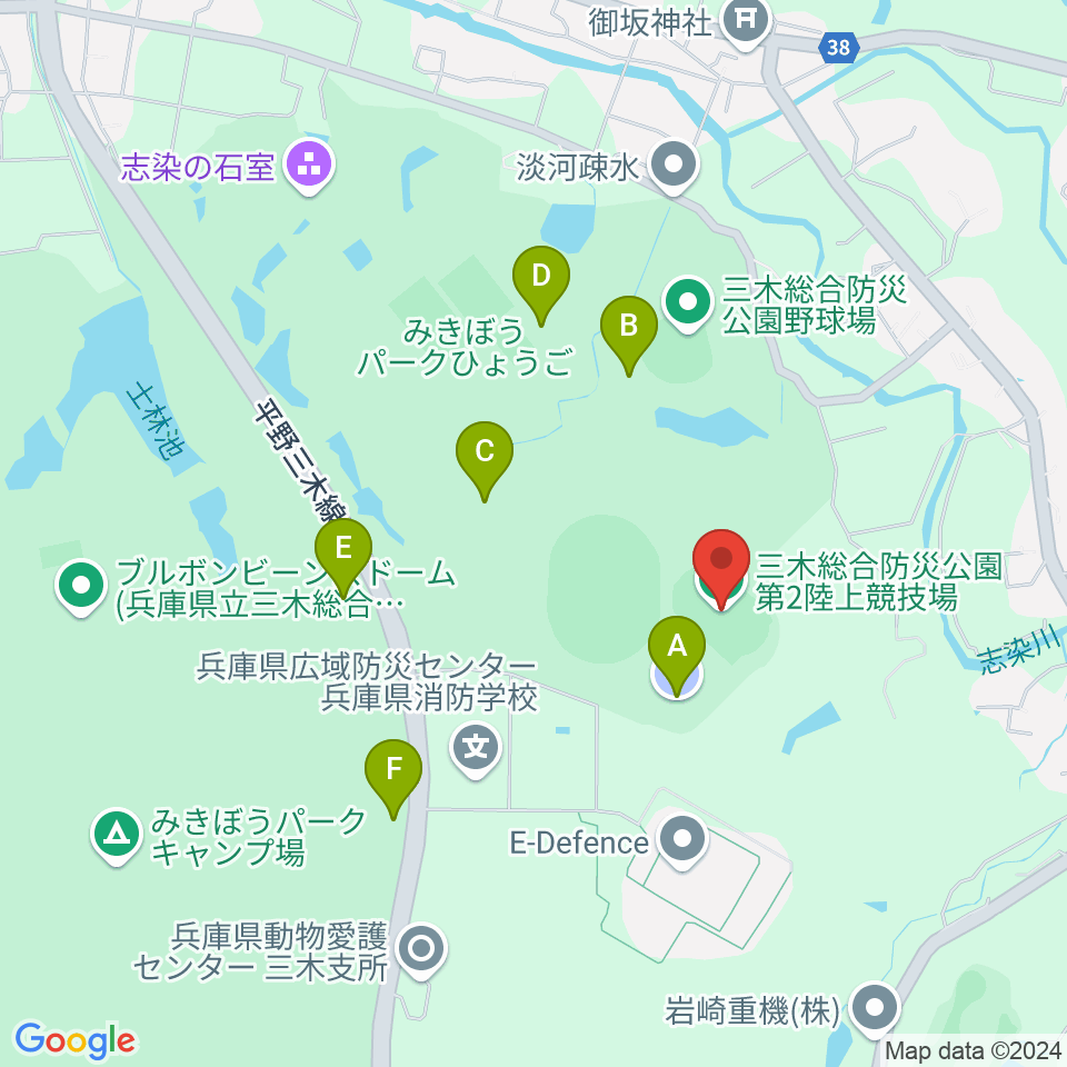 三木総合防災公園第2陸上競技場周辺の駐車場・コインパーキング一覧地図