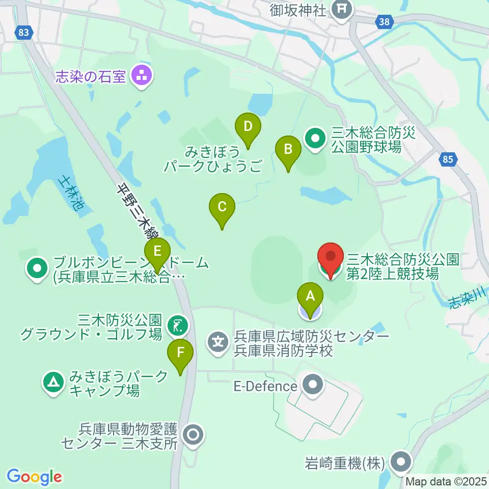 三木総合防災公園第2陸上競技場周辺の駐車場・コインパーキング一覧地図
