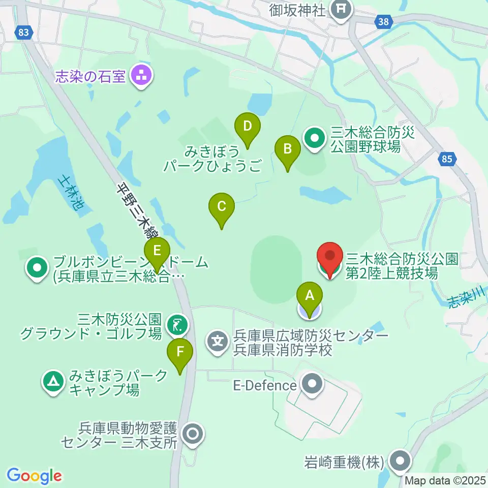 三木総合防災公園第2陸上競技場周辺の駐車場・コインパーキング一覧地図
