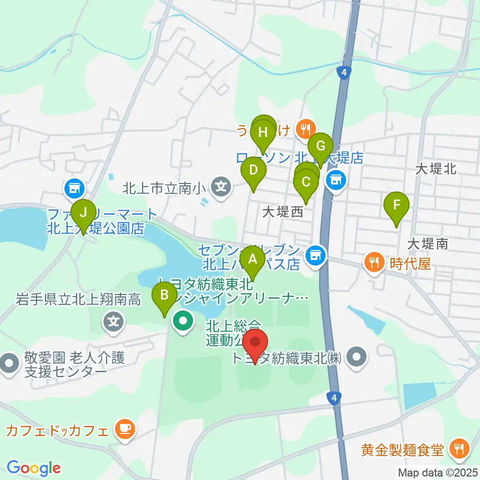 ウエスタンデジタルスタジアムきたかみ周辺の駐車場・コインパーキング一覧地図