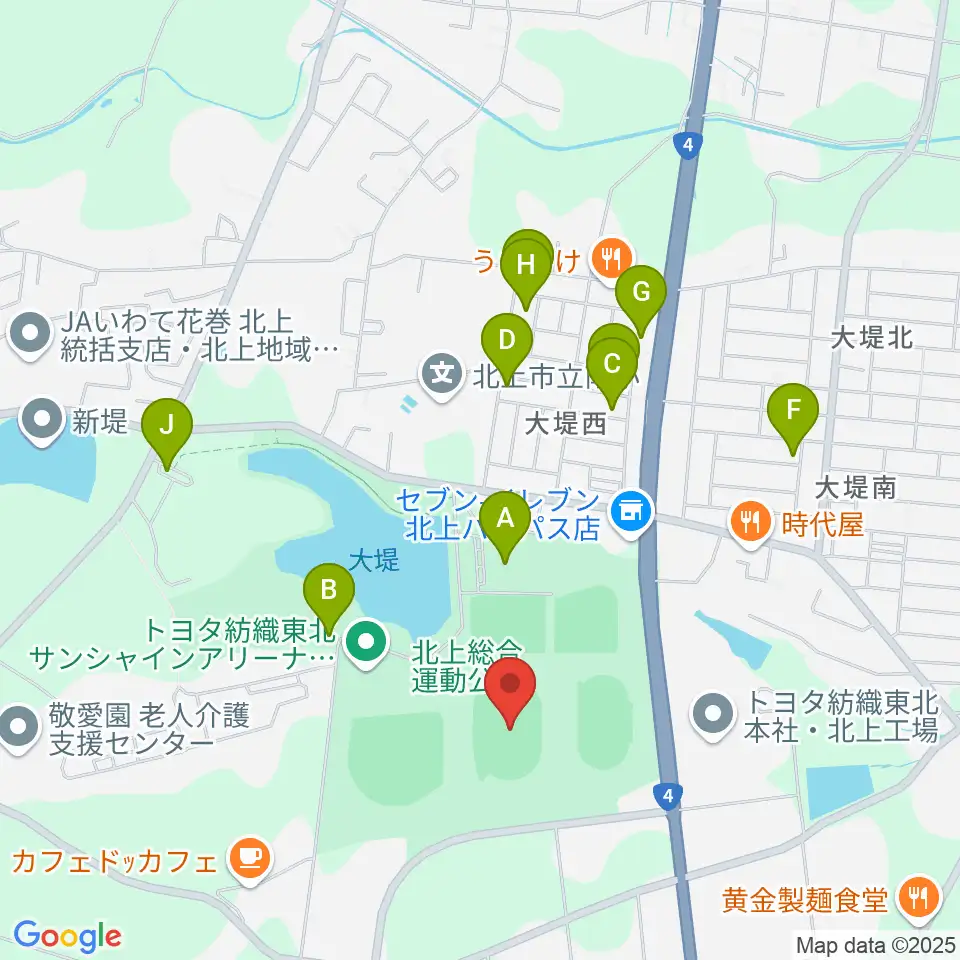ウエスタンデジタルスタジアムきたかみ周辺の駐車場・コインパーキング一覧地図