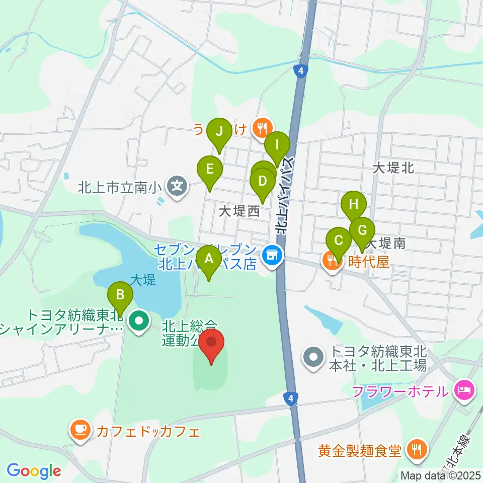 サンディスクスタジアムきたかみ周辺の駐車場・コインパーキング一覧地図