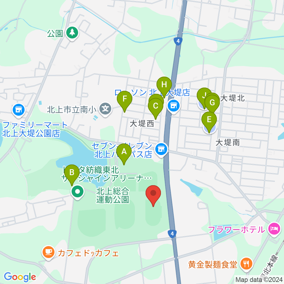 北上陸上補助競技場周辺の駐車場・コインパーキング一覧地図