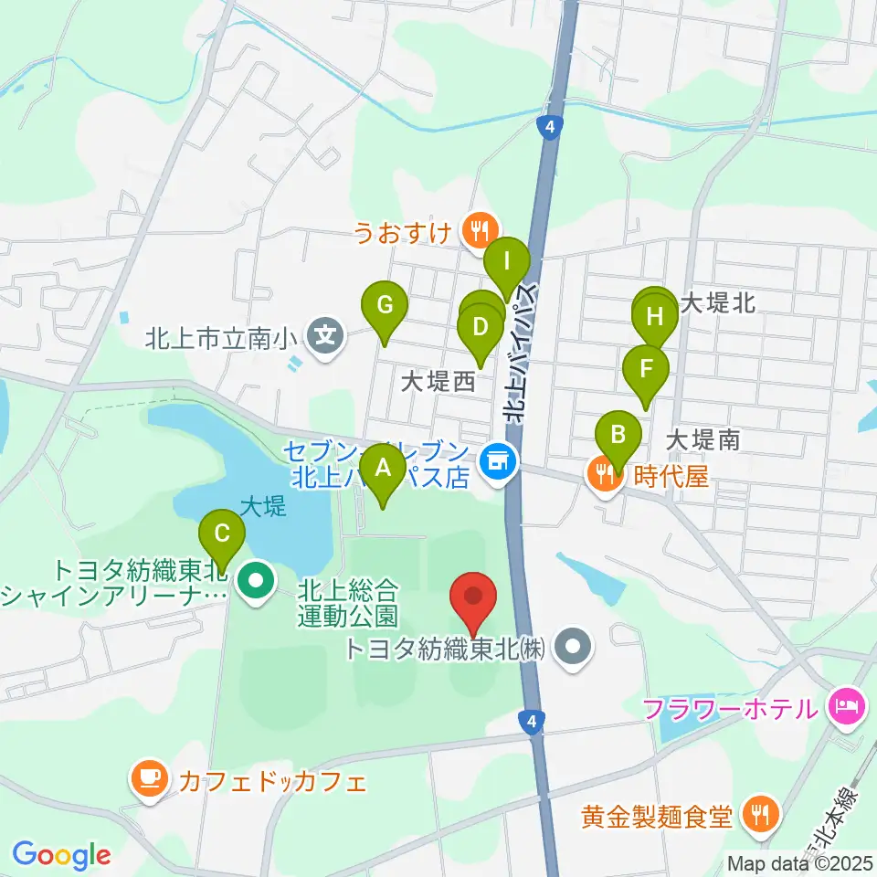 北上陸上補助競技場周辺の駐車場・コインパーキング一覧地図