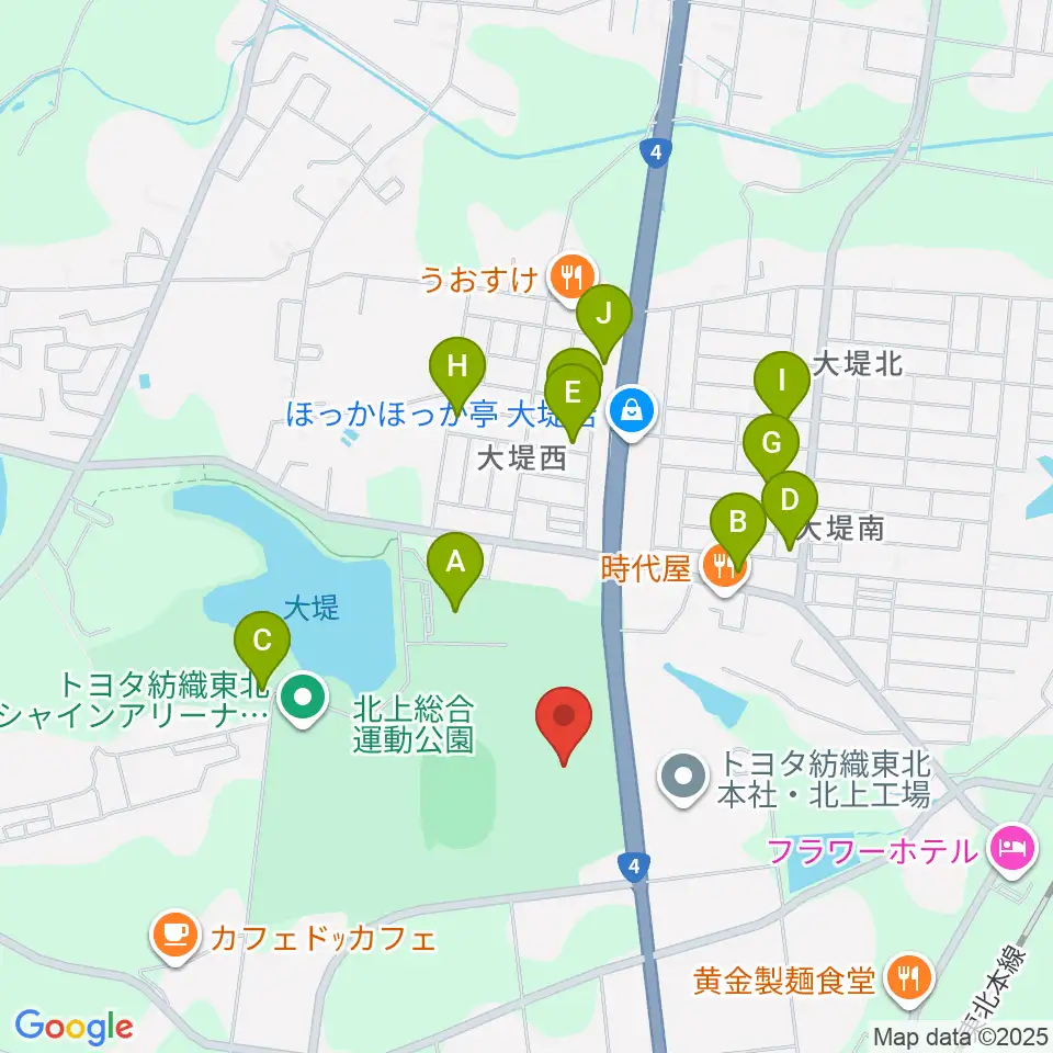 北上陸上補助競技場周辺の駐車場・コインパーキング一覧地図