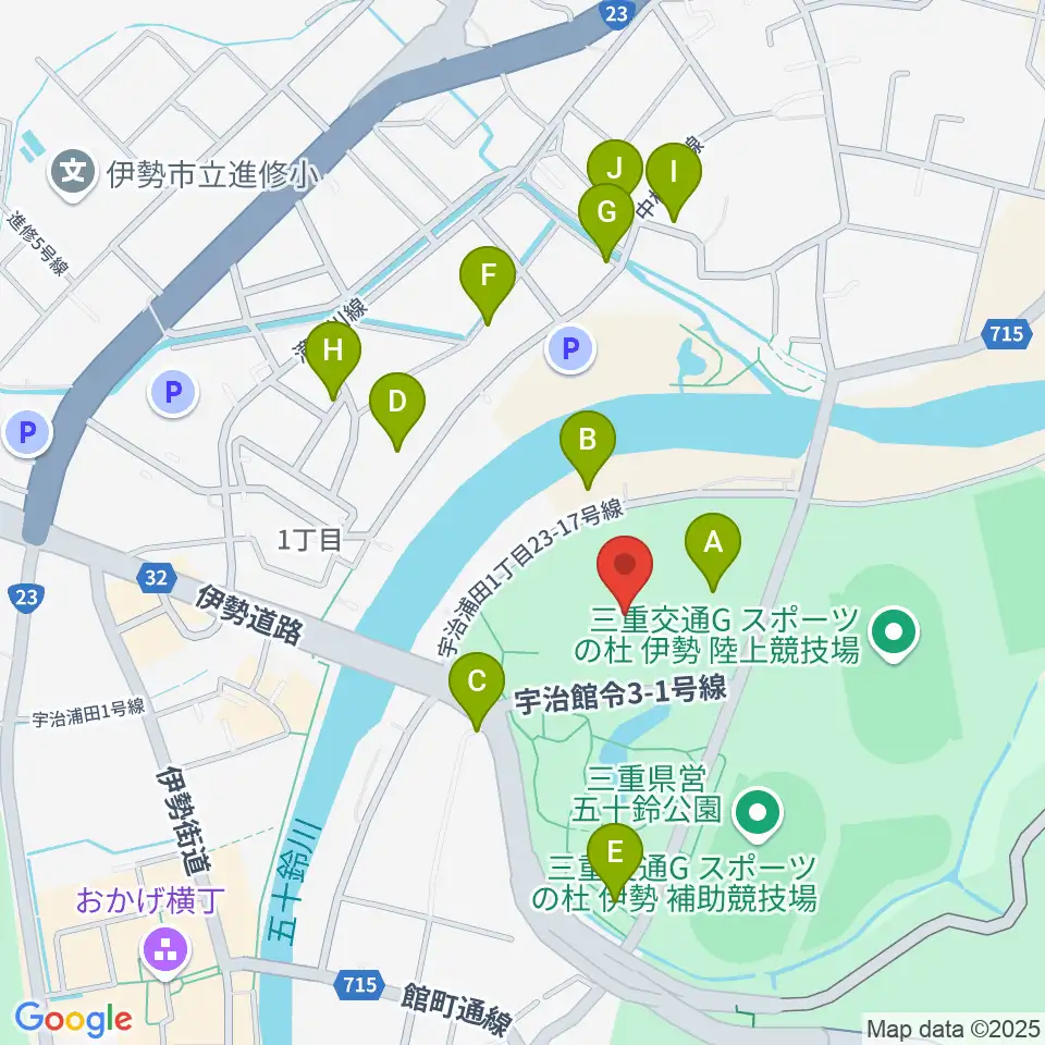 三重交通Gスポーツの杜伊勢体育館周辺の駐車場・コインパーキング一覧地図