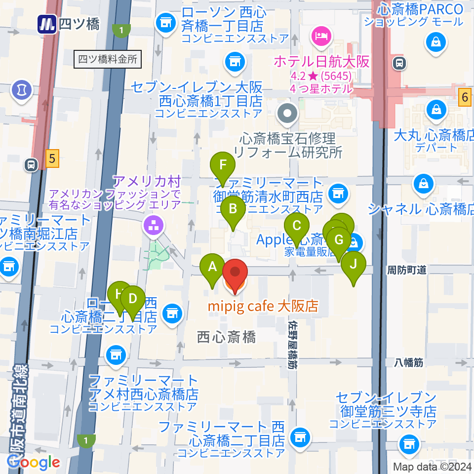 スタジオマックス アメ村店周辺の駐車場・コインパーキング一覧地図