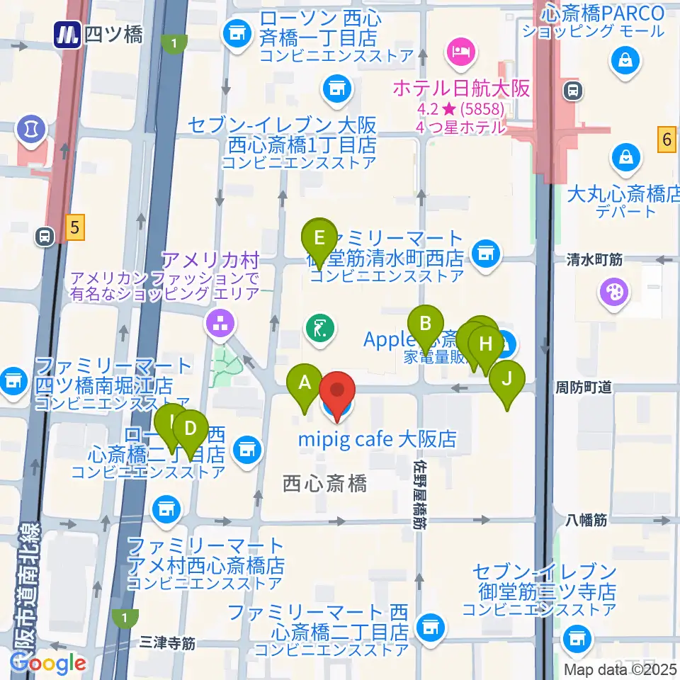 スタジオマックス アメ村店周辺の駐車場・コインパーキング一覧地図