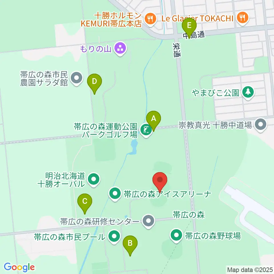 帯広の森陸上競技場周辺の駐車場・コインパーキング一覧地図