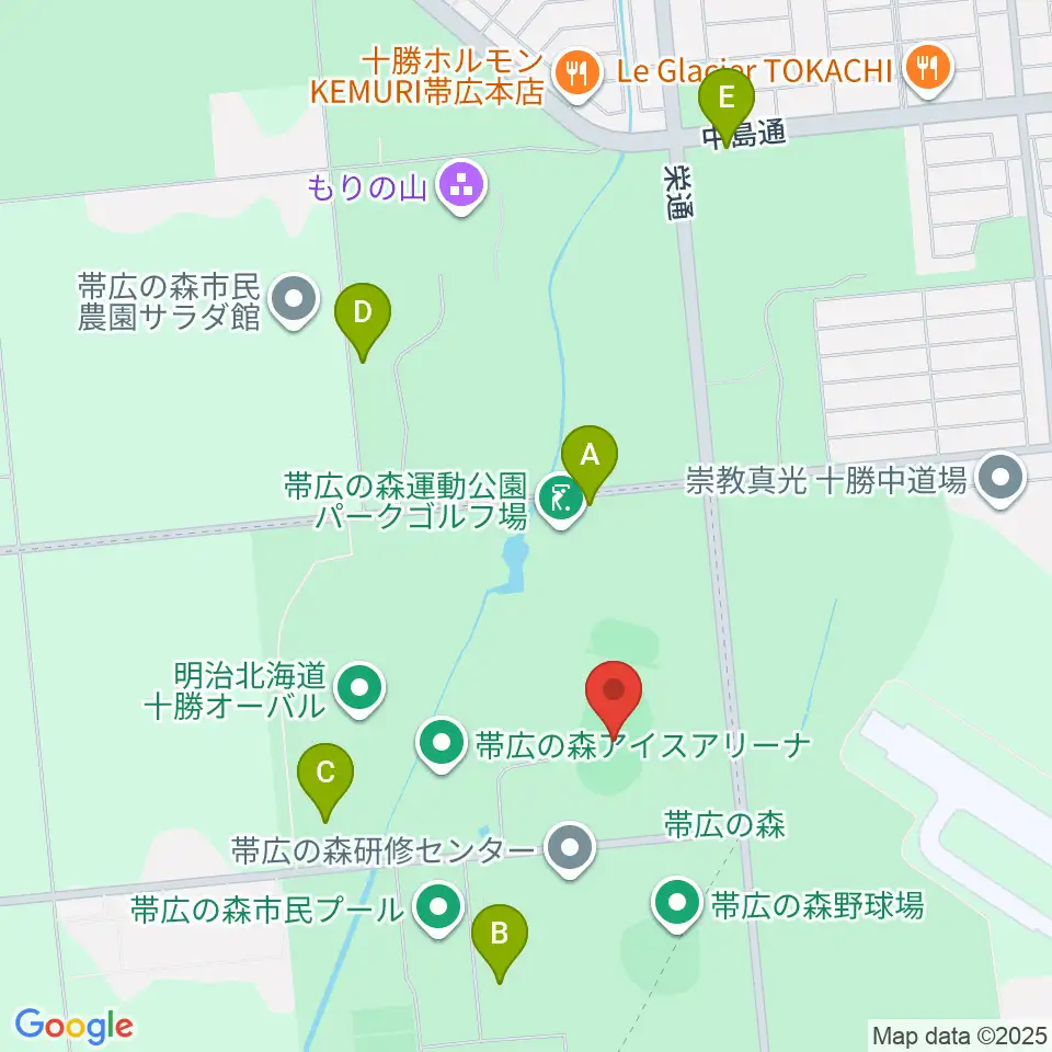 帯広の森陸上競技場周辺の駐車場・コインパーキング一覧地図