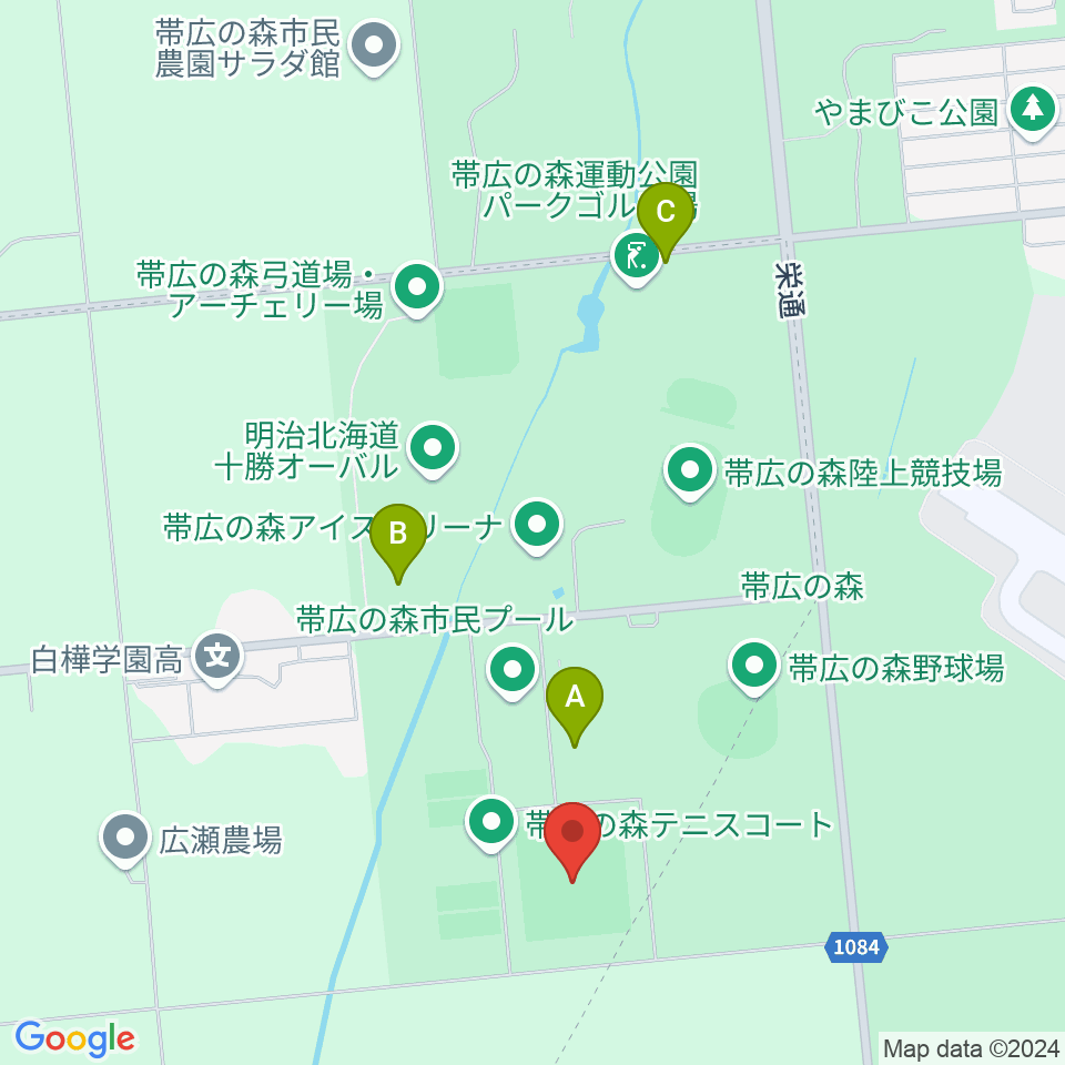 帯広の森球技場周辺の駐車場・コインパーキング一覧地図