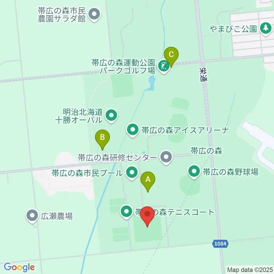 帯広の森球技場周辺の駐車場・コインパーキング一覧地図
