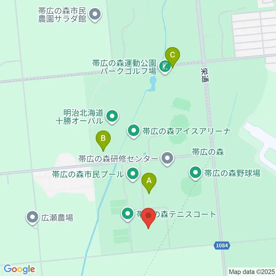 帯広の森球技場周辺の駐車場・コインパーキング一覧地図