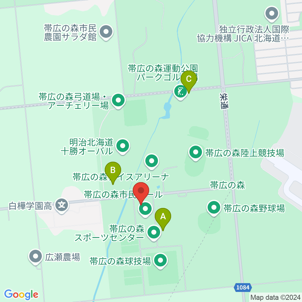 帯広の森体育館周辺の駐車場・コインパーキング一覧地図