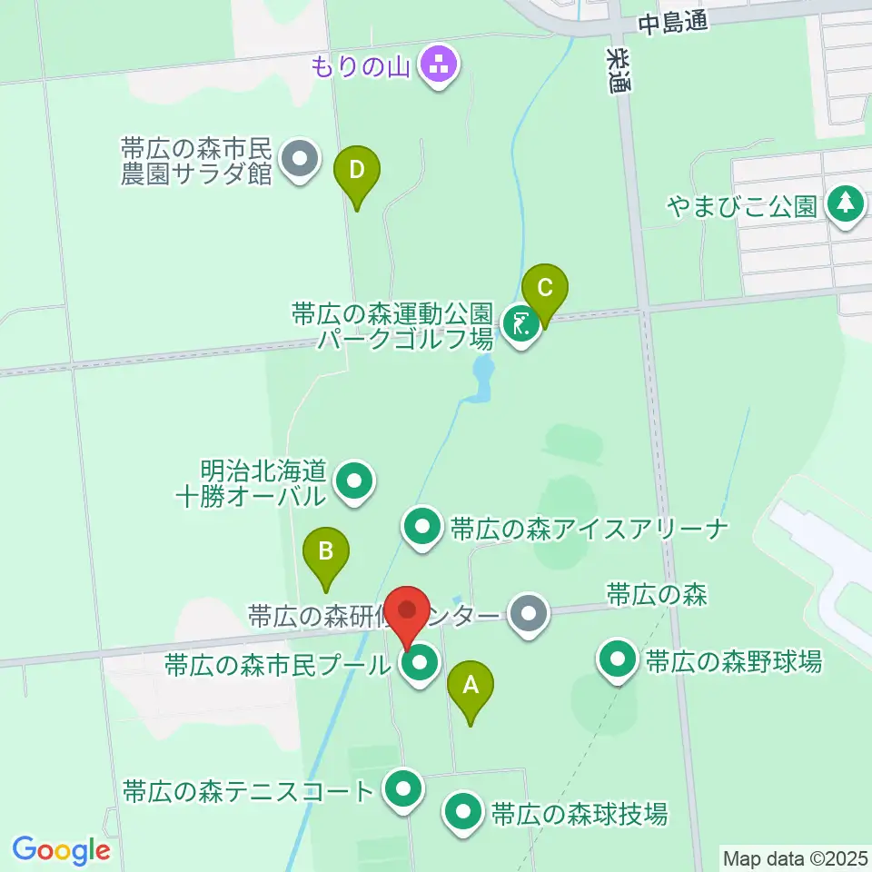 帯広の森体育館周辺の駐車場・コインパーキング一覧地図
