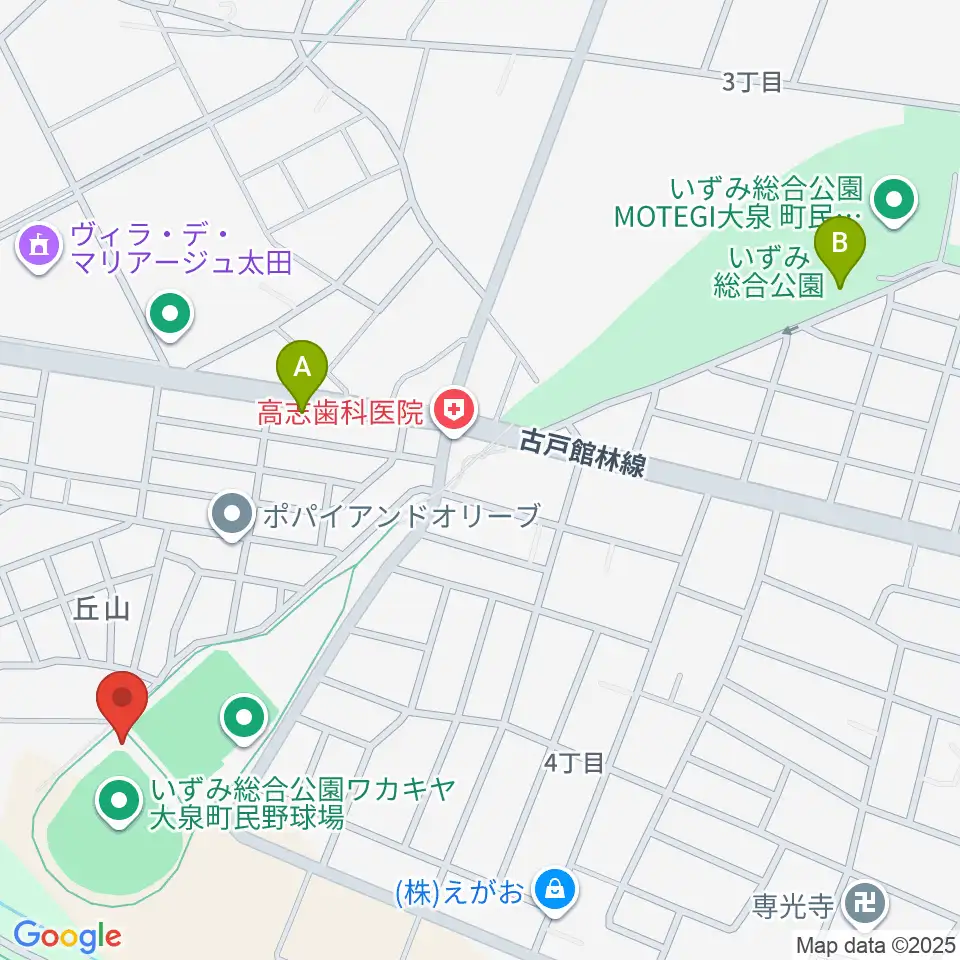 いずみ総合公園ワカキヤ大泉町民野球場周辺の駐車場・コインパーキング一覧地図