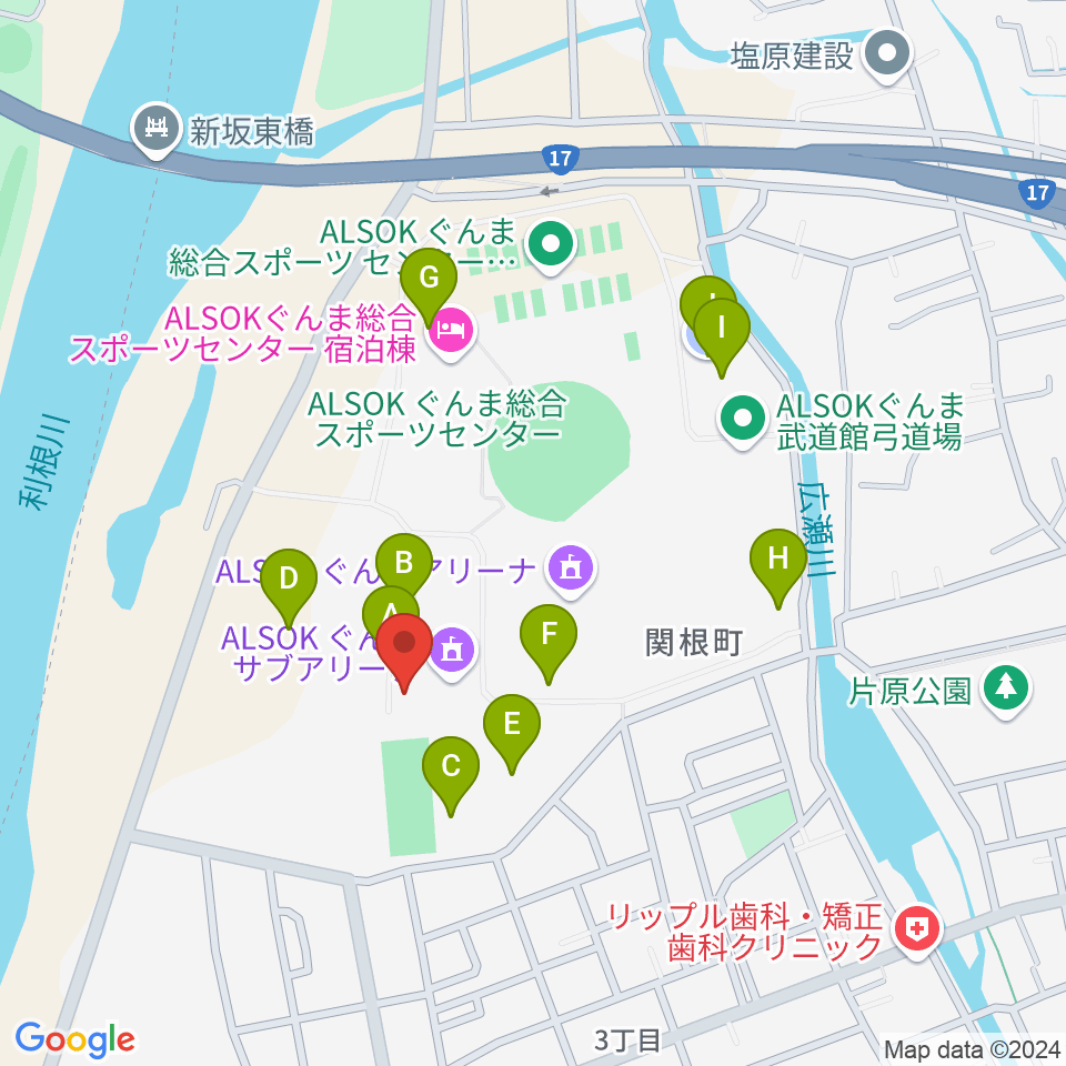 ALSOKぐんまサブアリーナ周辺の駐車場・コインパーキング一覧地図