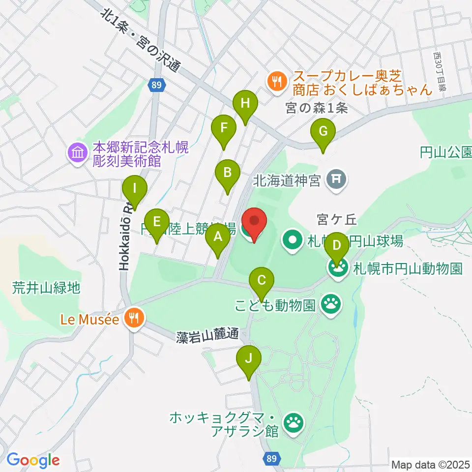 札幌市円山競技場周辺の駐車場・コインパーキング一覧地図