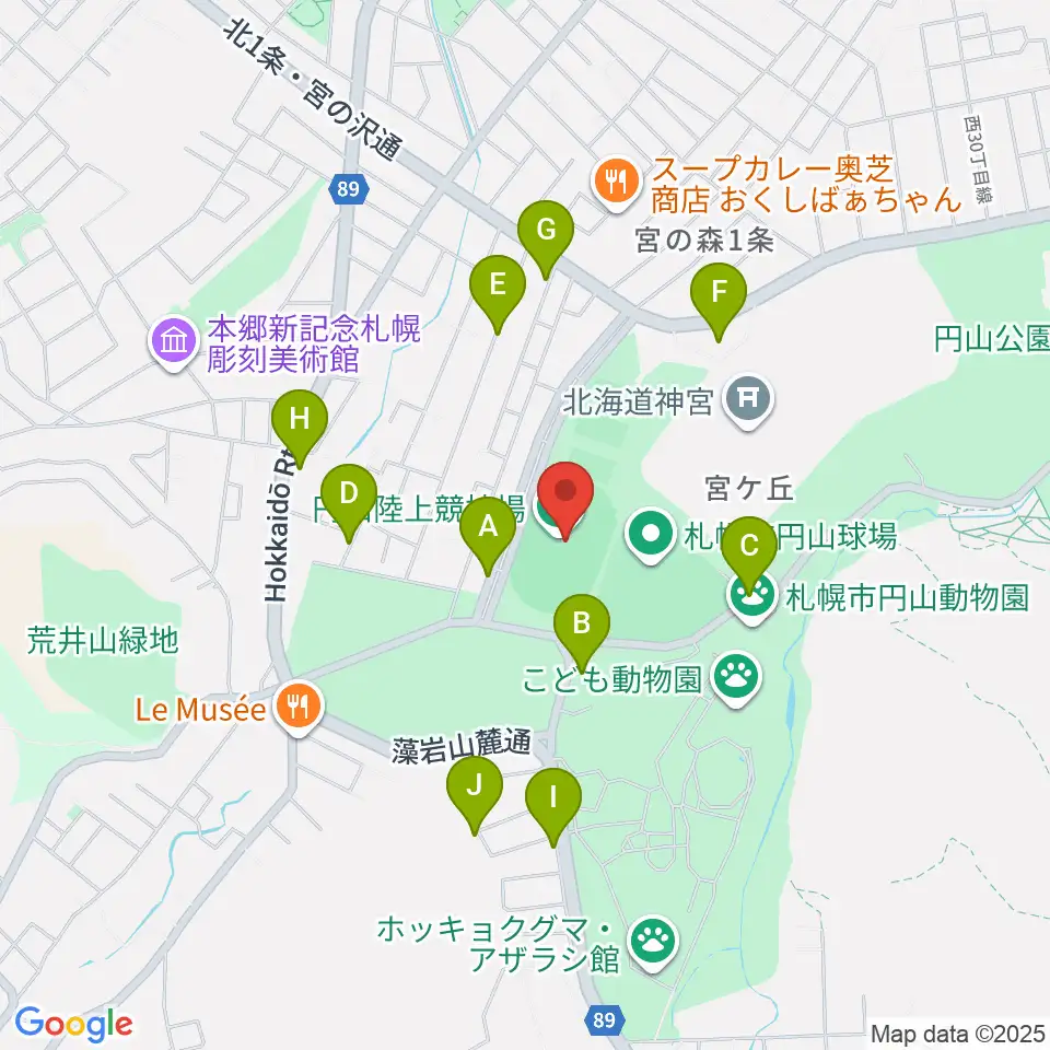 札幌市円山競技場周辺の駐車場・コインパーキング一覧地図