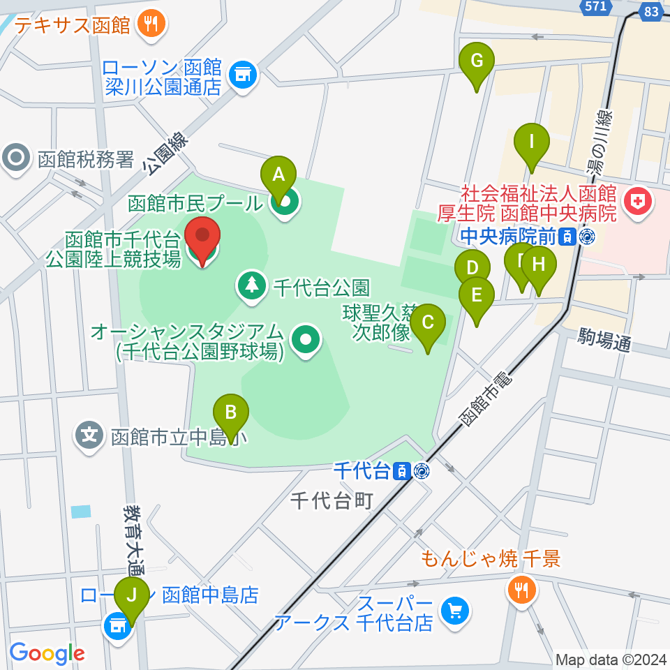 千代台公園陸上競技場周辺の駐車場・コインパーキング一覧地図