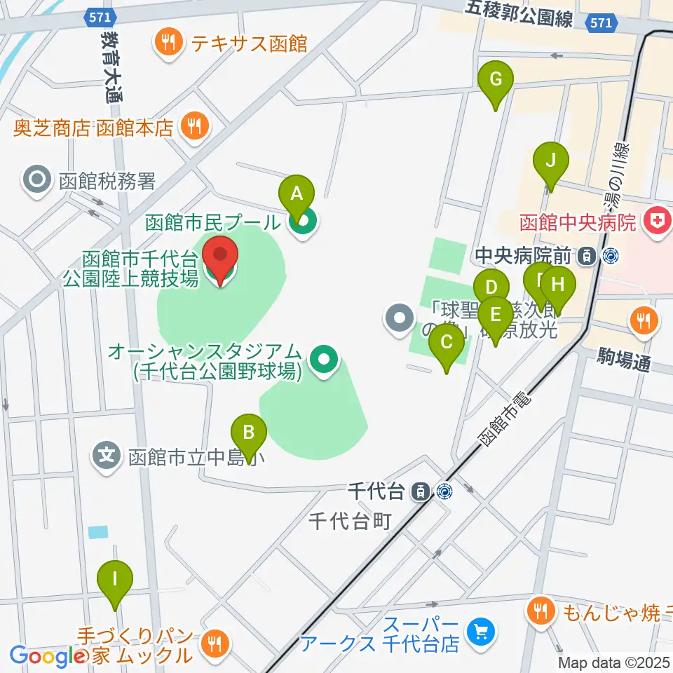 千代台公園陸上競技場周辺の駐車場・コインパーキング一覧地図