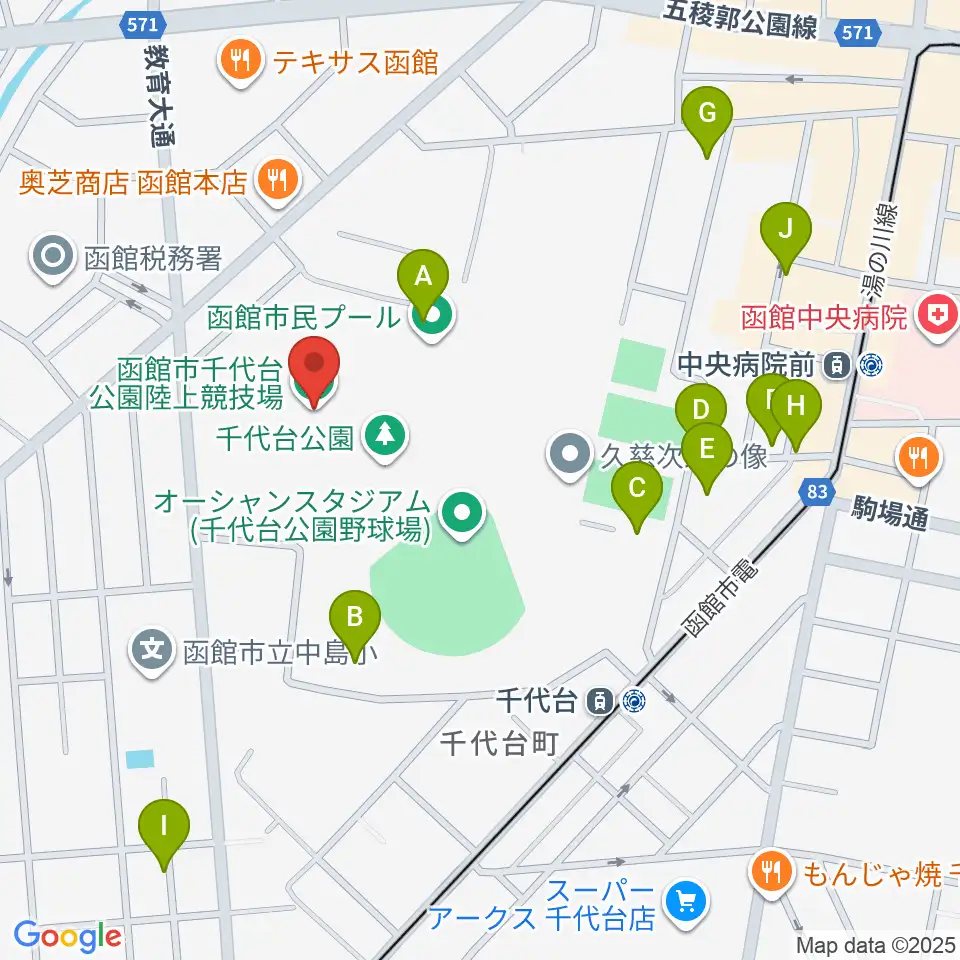 千代台公園陸上競技場周辺の駐車場・コインパーキング一覧地図