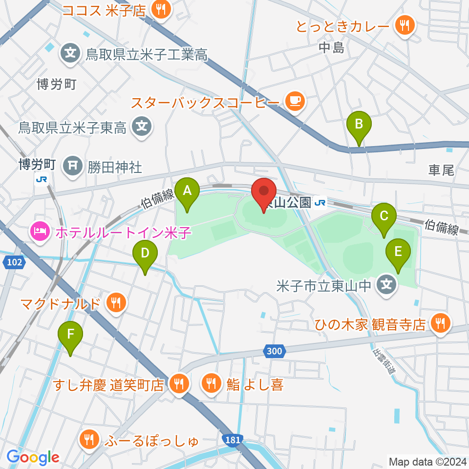 どらドラパーク米子陸上競技場周辺の駐車場・コインパーキング一覧地図