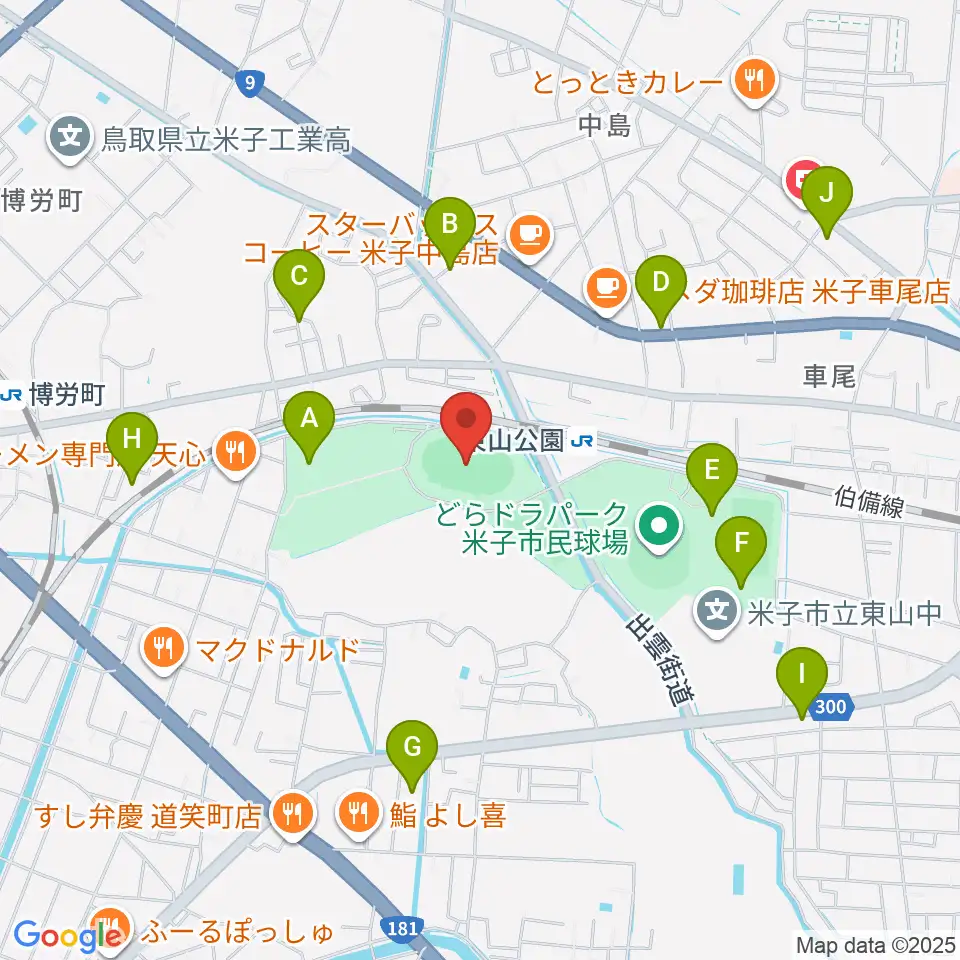 どらドラパーク米子陸上競技場周辺の駐車場・コインパーキング一覧地図