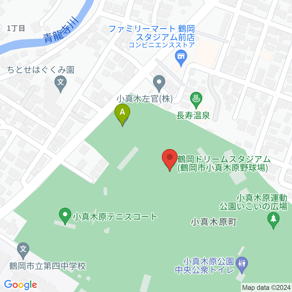 鶴岡ドリームスタジアム周辺の駐車場・コインパーキング一覧地図