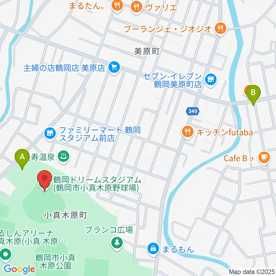 鶴岡ドリームスタジアム周辺の駐車場・コインパーキング一覧地図