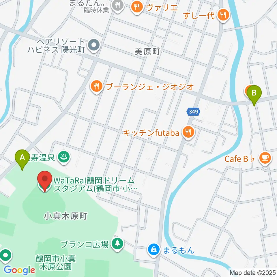WaTaRaI鶴岡ドリームスタジアム周辺の駐車場・コインパーキング一覧地図
