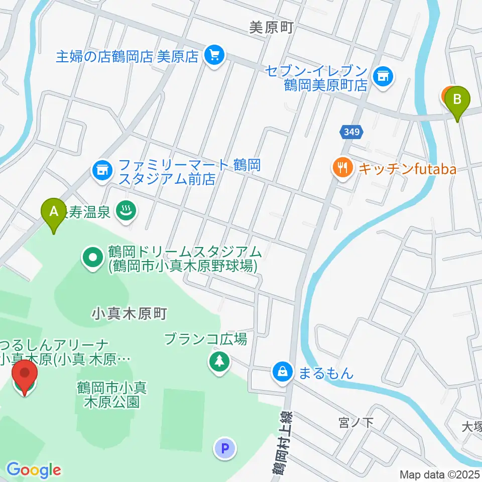 つるしんアリーナ小真木原周辺の駐車場・コインパーキング一覧地図