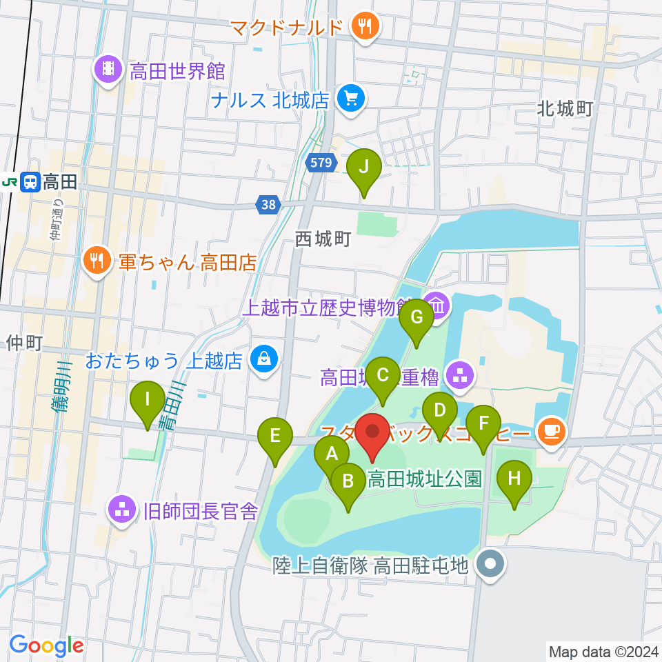 高田城址公園陸上競技場周辺の駐車場・コインパーキング一覧地図