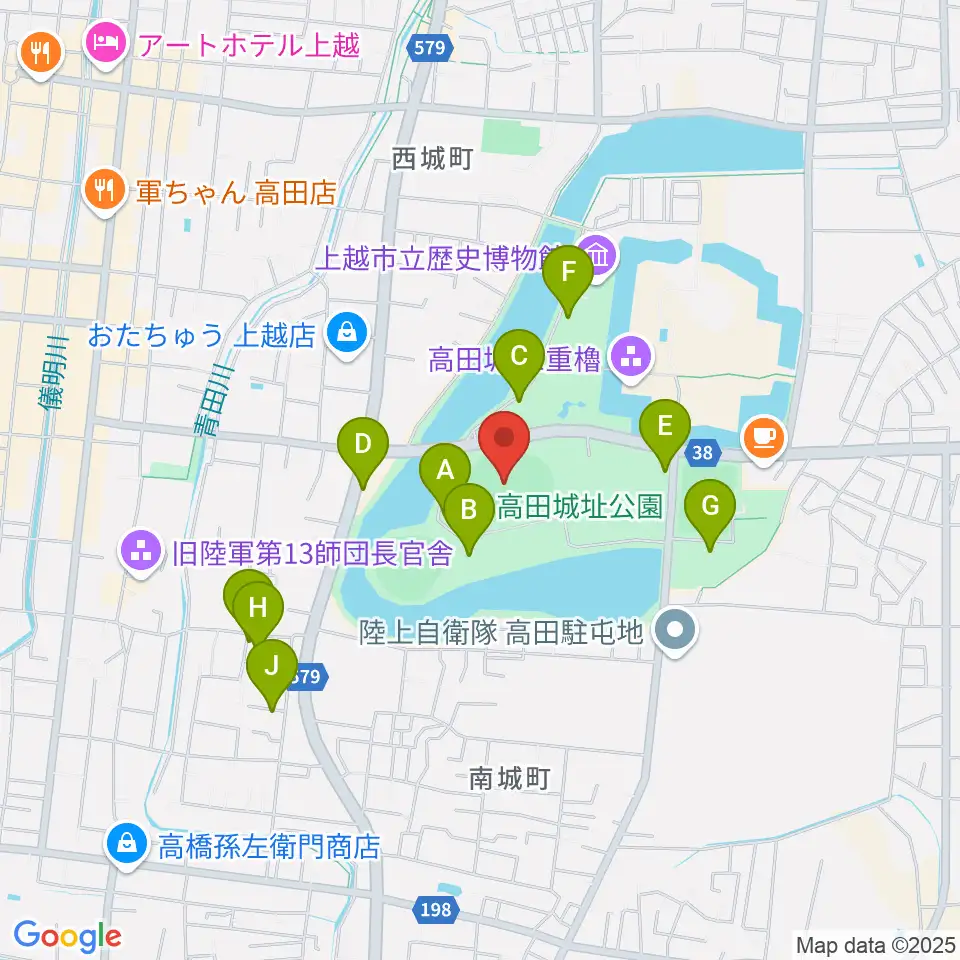 高田城址公園陸上競技場周辺の駐車場・コインパーキング一覧地図