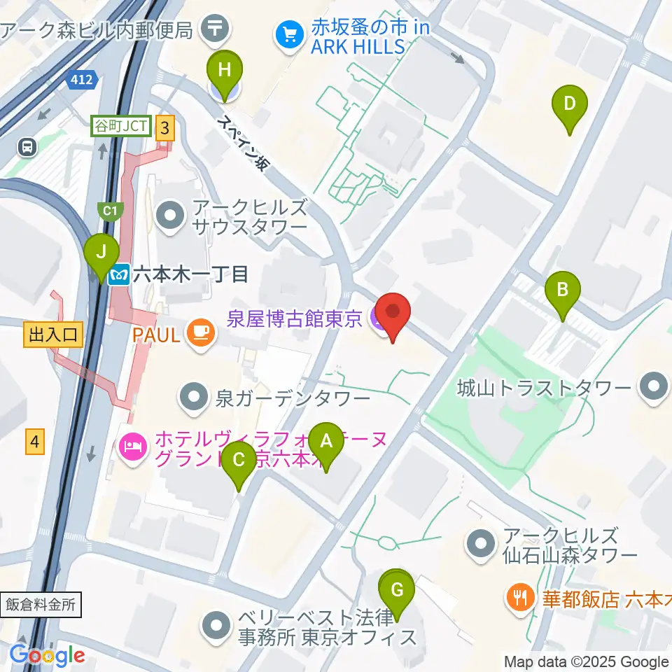 泉屋博古館東京周辺の駐車場・コインパーキング一覧地図