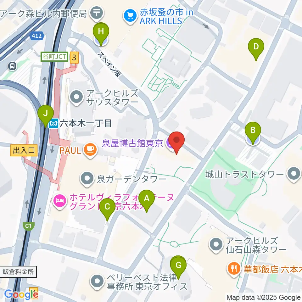 泉屋博古館東京周辺の駐車場・コインパーキング一覧地図