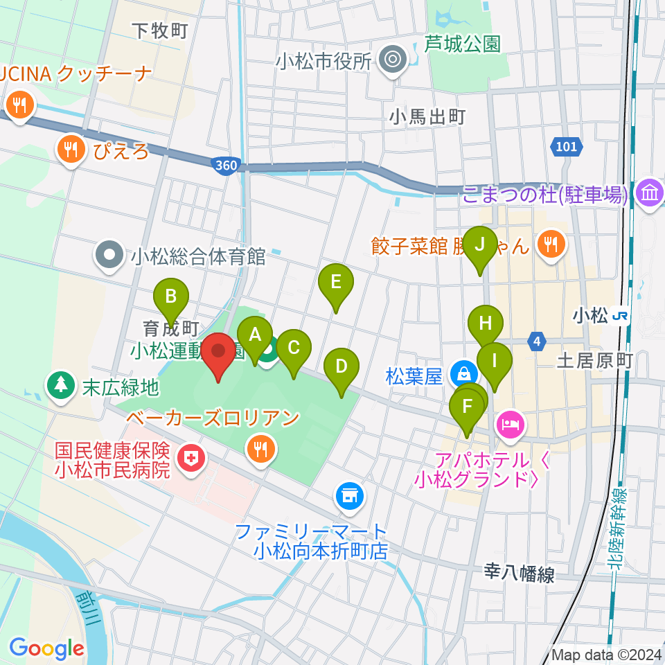 勧進帳スタジアム周辺の駐車場・コインパーキング一覧地図