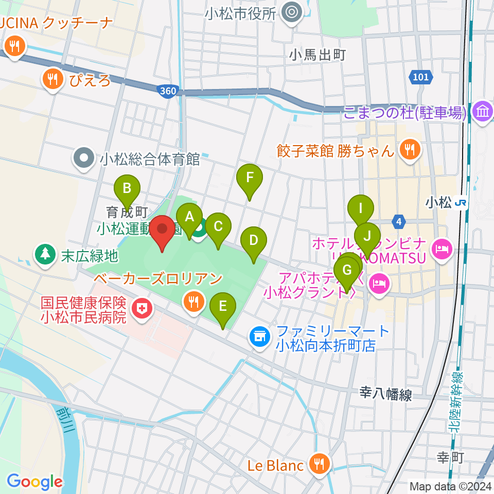 勧進帳スタジアム周辺の駐車場・コインパーキング一覧地図