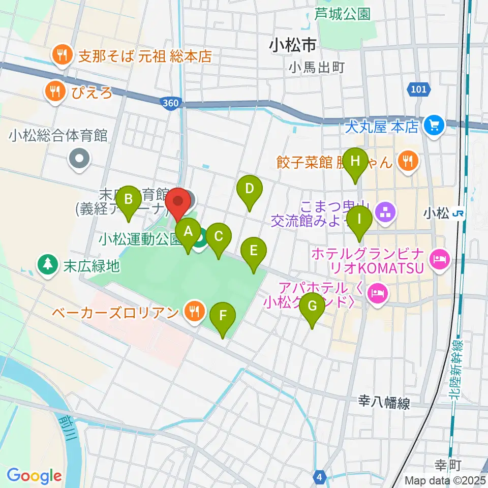 義経アリーナ周辺の駐車場・コインパーキング一覧地図