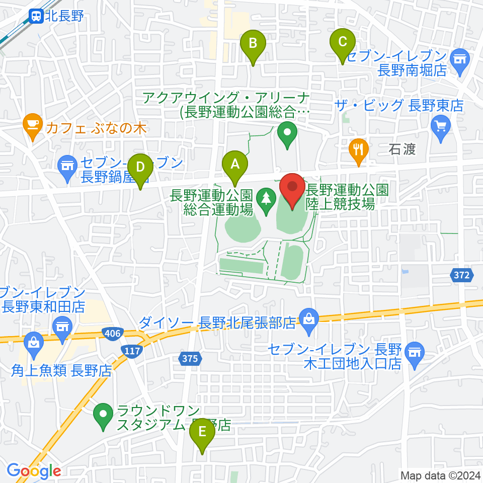 長野市営陸上競技場周辺の駐車場・コインパーキング一覧地図