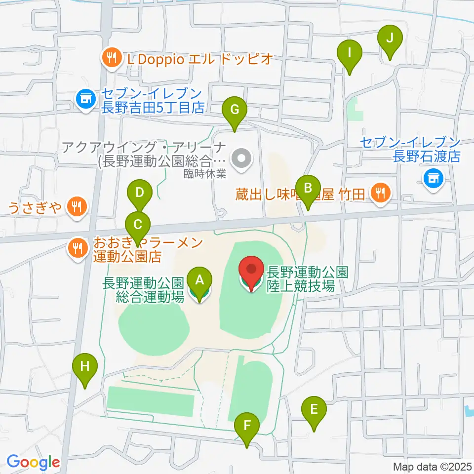 長野市営陸上競技場周辺の駐車場・コインパーキング一覧地図