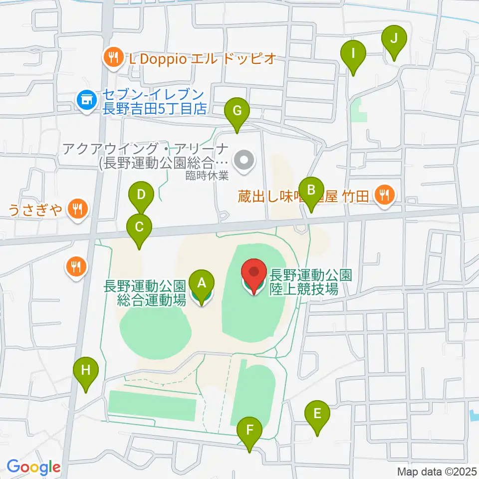 長野市営陸上競技場周辺の駐車場・コインパーキング一覧地図