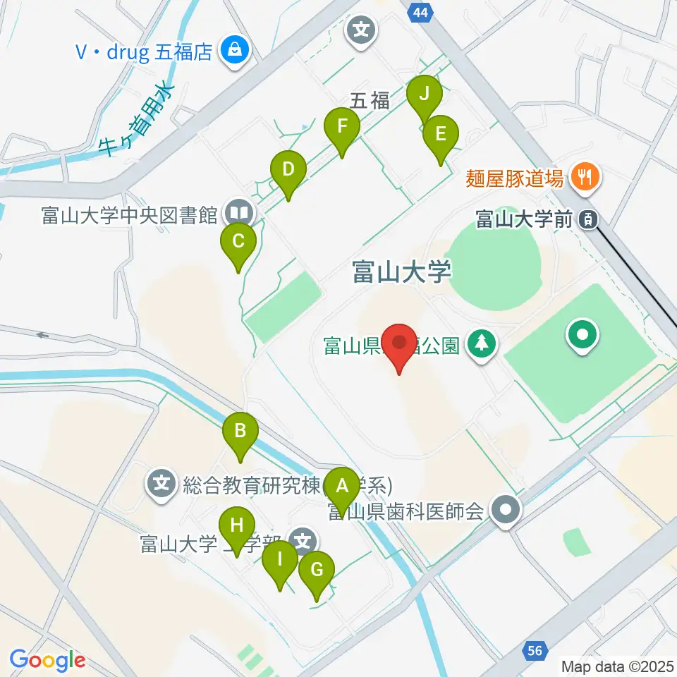 五福陸上競技場周辺の駐車場・コインパーキング一覧地図