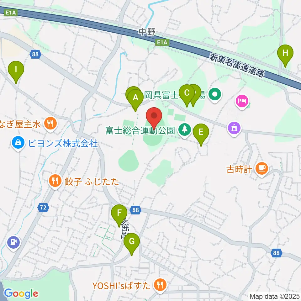 富士総合運動公園陸上競技場周辺の駐車場・コインパーキング一覧地図