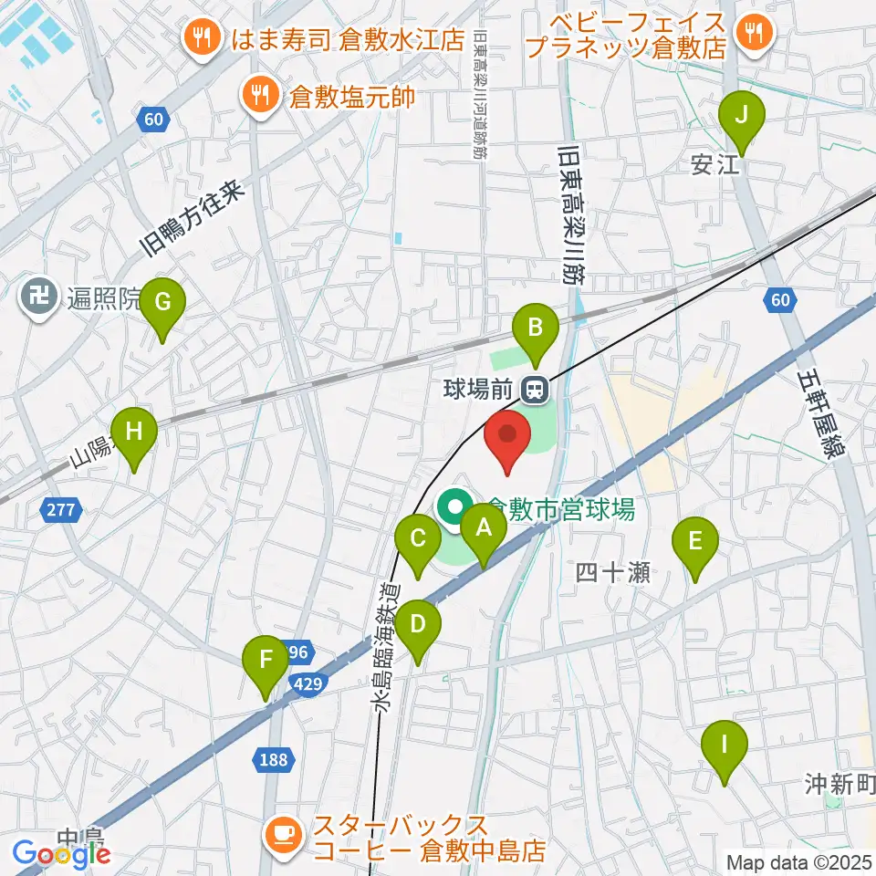 倉敷運動公園陸上競技場周辺の駐車場・コインパーキング一覧地図