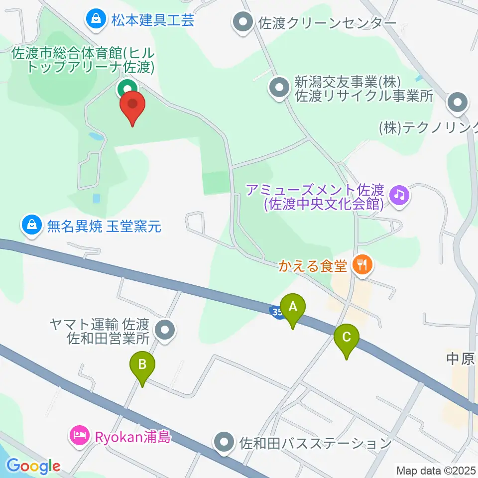 ヒルトップアリーナ佐渡周辺の駐車場・コインパーキング一覧地図
